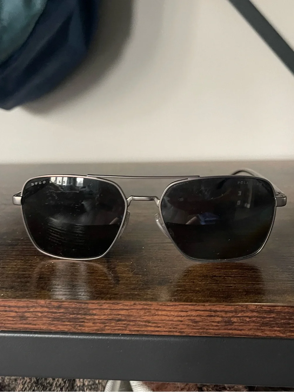 Hugo Boss Silver Frame Black Lens Sunglasses